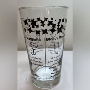 VINTAGE Federal Cocktail Drink Recipe Glass with 5 Recipes Black Print - 6” tall